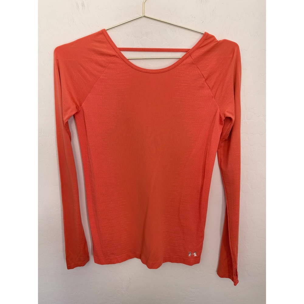 Under Armour Womens XS Coral Orange Seamless Long Sleeve Scoop Back Top